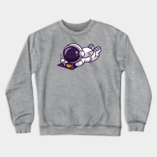 Cute Astronaut Drawing Planet On Paper Cartoon Crewneck Sweatshirt